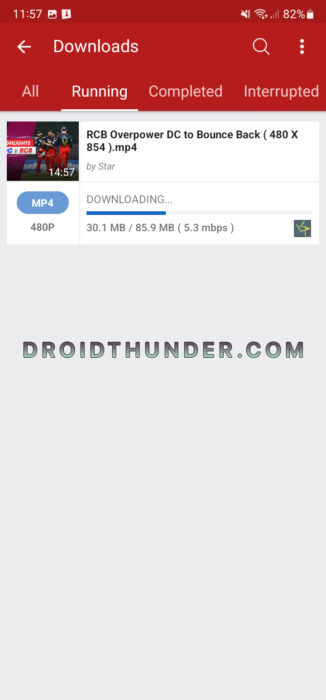 Downloading videos in Videoder app